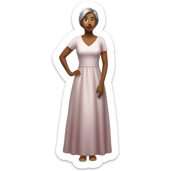 woman years old full length in dress photorealistic serious sticker