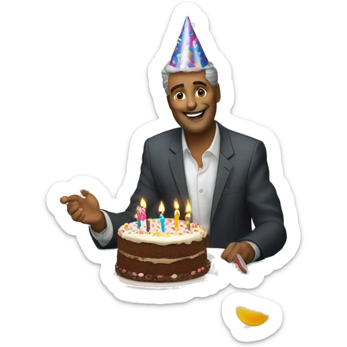 Happy birthday to you from Sundaram with cake, balloons, champagne, and candles sticker