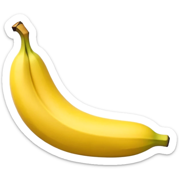 3D emoji of the letter 'L' shaped like a banana, with yellow peel texture, slight curve, and glossy emoji style. sticker