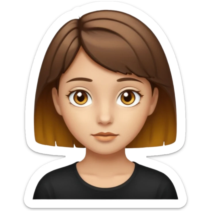 A young girl with short brown hair, her eyes should be hazel, her skin should look gold sticker