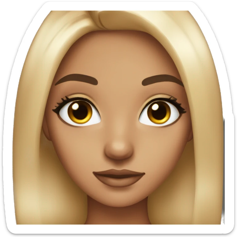 Pretty girl with tan skin, dark eyes and hair, long lashes and winged eyeliner sticker