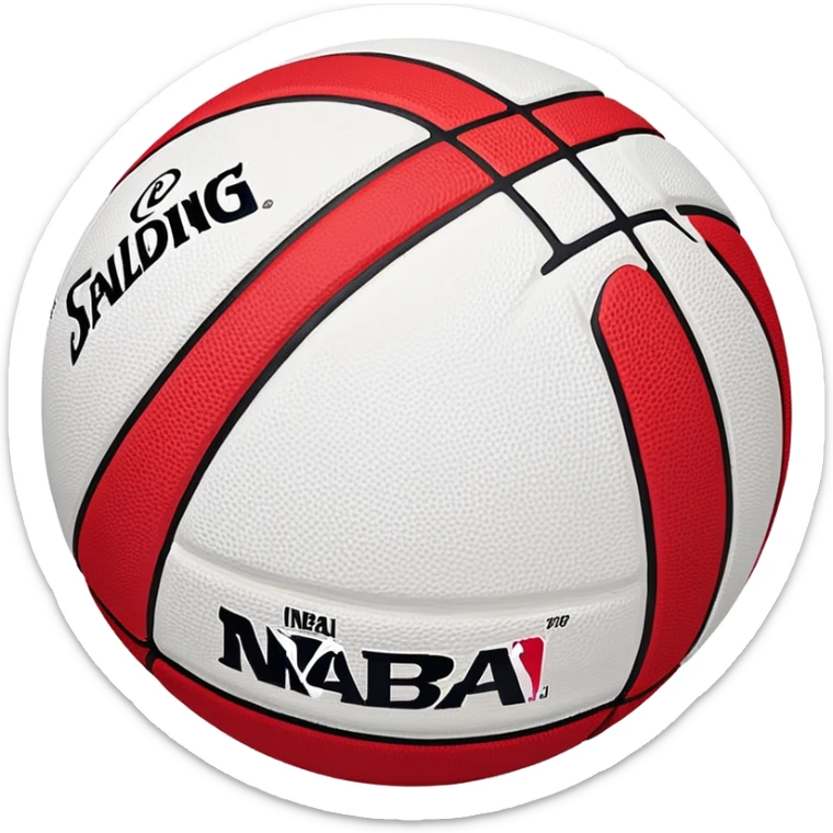 minimalist red Spalding basketball with simple NBA logo, few colorful lines, clean design sticker
