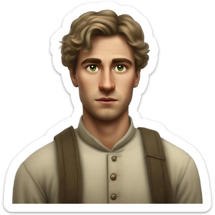 25 year old green eyed peasant during the 1917 revolution in russia photorealistic serious sticker