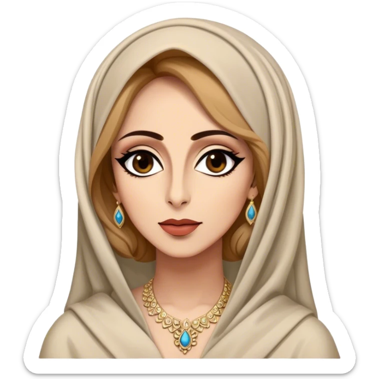 Cinematic Realistic Fairuz Portrait Emoji, depicted as an iconic Lebanese singer with graceful soulful expression and elegant attire, rendered with lifelike textures and warm radiant lighting that captures her timeless musical allure. sticker