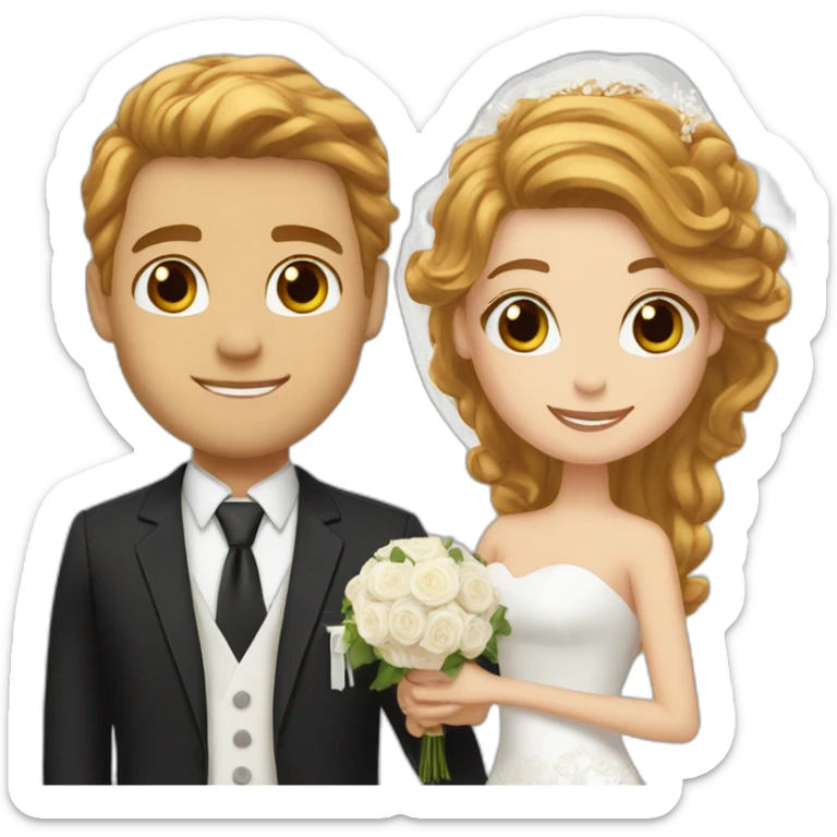 Bride blonde hair brown eyes and husband red hair brown eyes sticker