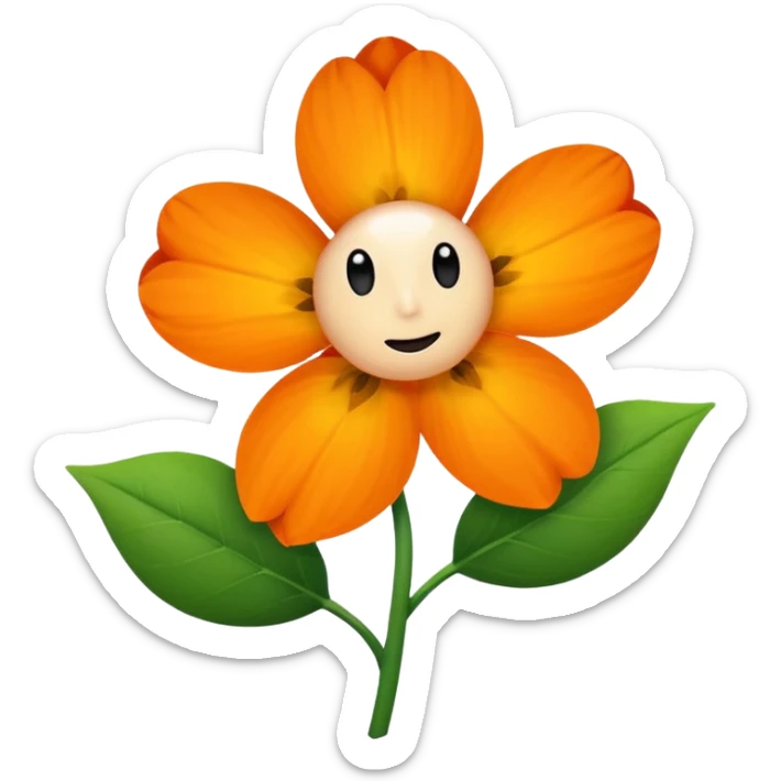 Green stem, white bud with black cartoony face: ;p. And six heart shaped yellowish orange petals sticker