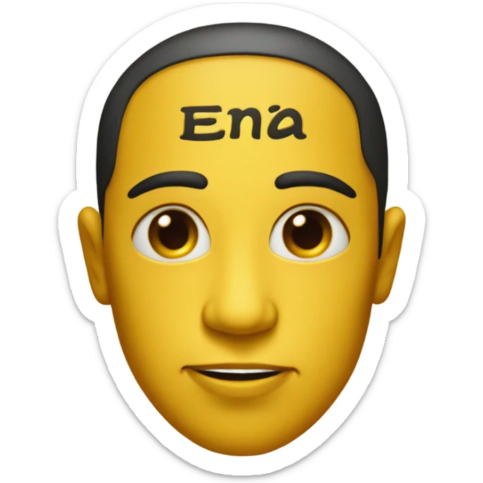 Yellow emoji face with the letters “LA” tattooed in the middle of the forehead sticker