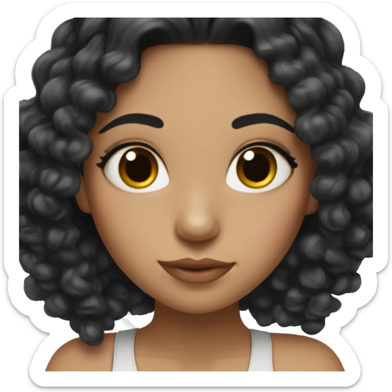 Latina girl with black hair and lashes very pretty light curls sticker