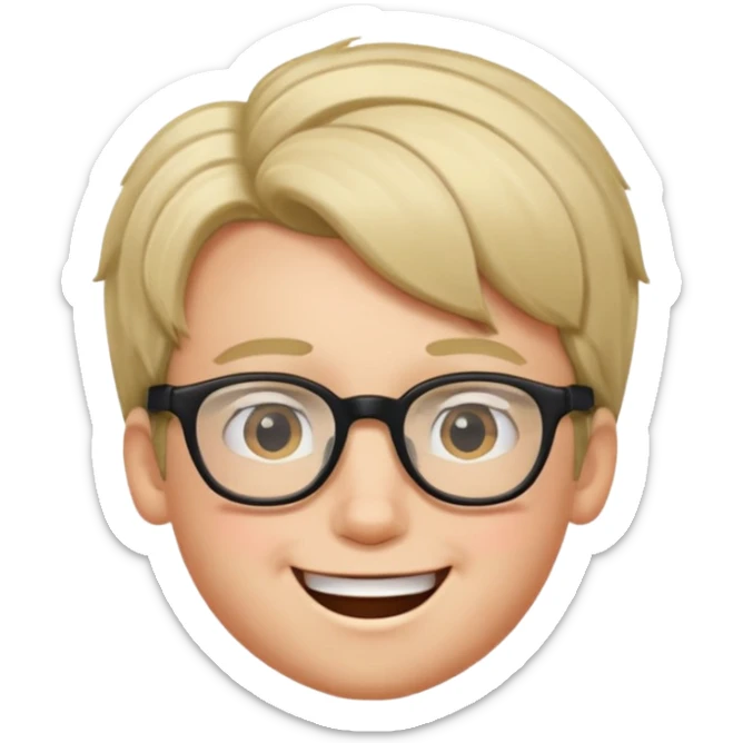un ragazzo con gli occhiali e capelli in avavnti che fa l'occhiolino ed è felice sticker