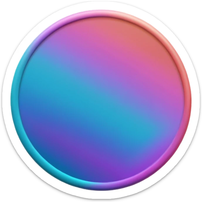 
coin color in in gradient of turquoise, blue, pink, purple, and coral metal texture
Rotate coin 125 degree  3d effect sticker