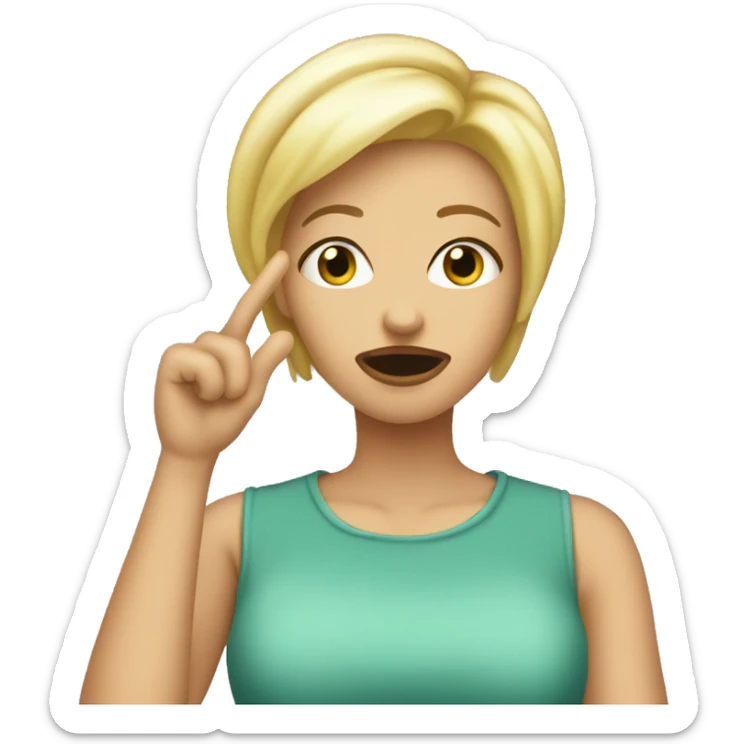 blonde woman with short hair making an whoopsie face after making a mistake with one hand over her mouth sticker