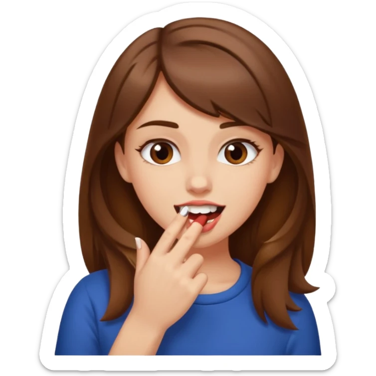 Une fille brune et blanche qui se mord l'ongle avec ses dents comme si elle draguait qqn sticker