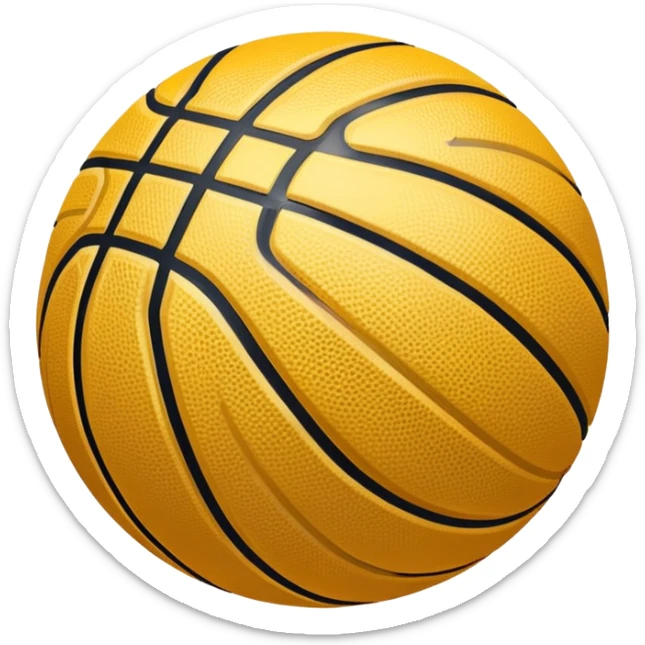 shiny gold basketball, basketball texture with black lines, metallic gold finish sticker