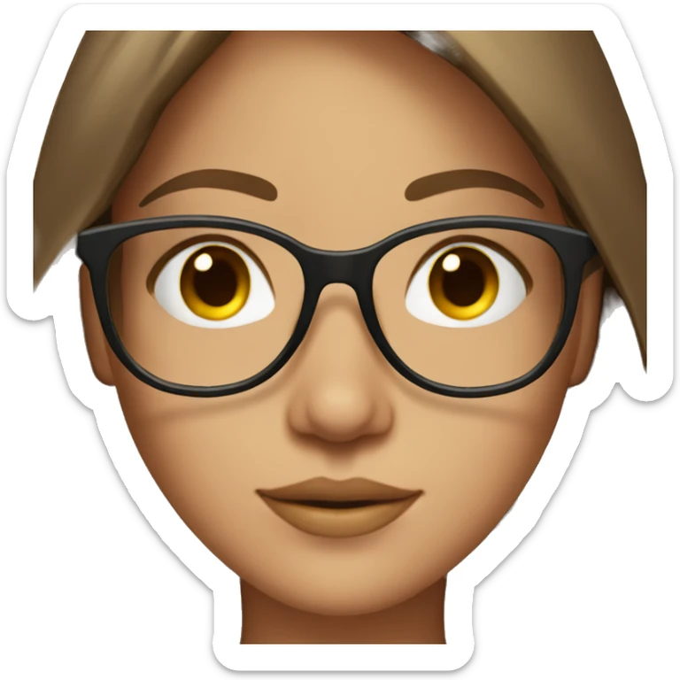 A beauty girl with glasses and brown hair sticker