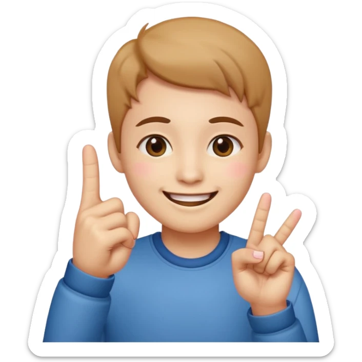 A Smiling Face with Smiling Eyes emoji with a hand korean finger heart emoji that has the middle finger sticking out sticker