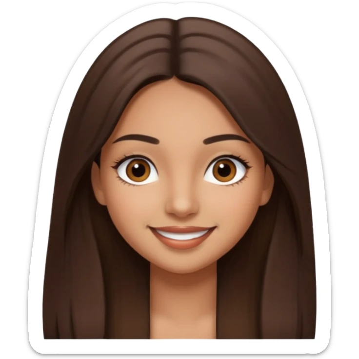 latina girl with straight long brown hair, dark dark brown eyes and lashes sticker