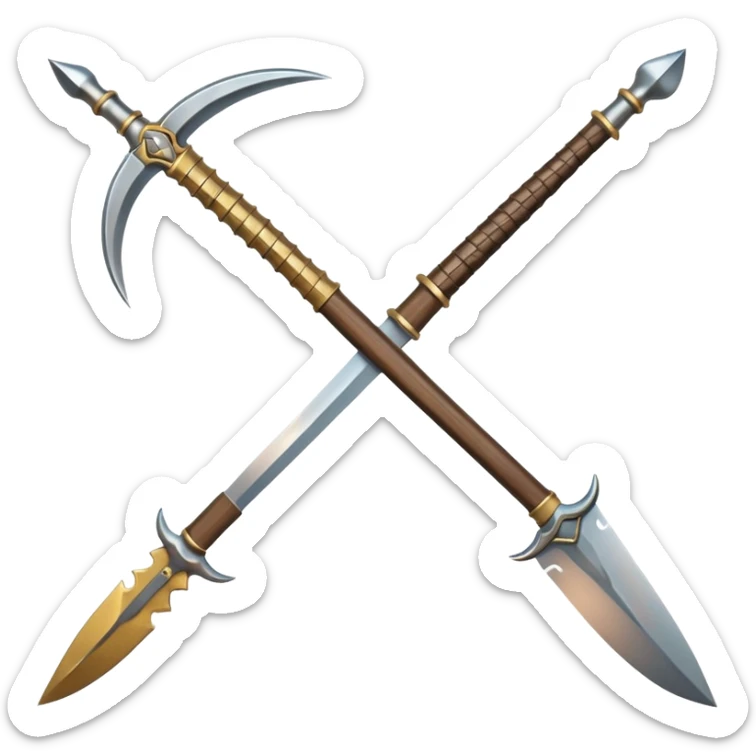 CREA UN ARSENAL DE ARMAS PERO QUE TENGA ESPADAS, CUCHILLOS Y ARCOS Y LANZA sticker