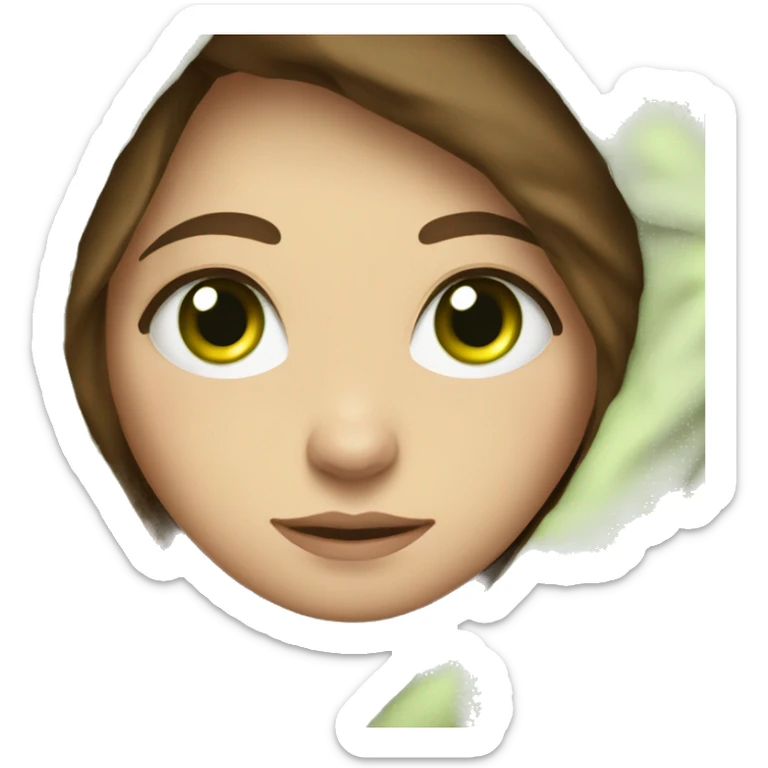 Pale brunette woman with green eyes cuddled up in a blanket  sticker