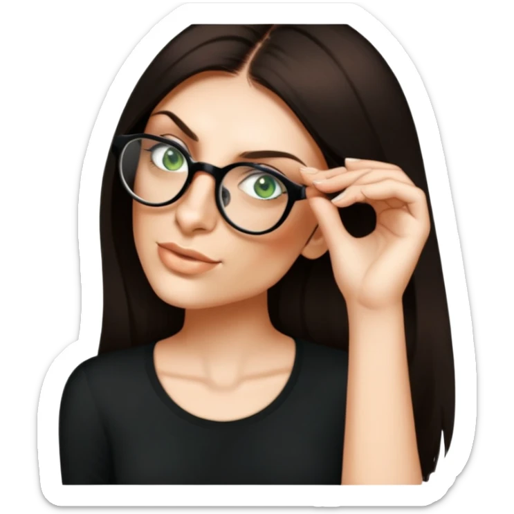 female, black shirt, long black hair sticker