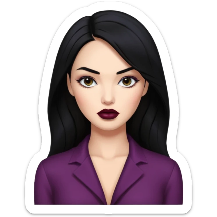 “Emoji girl, femme fatale, black hair. megan fox vibes sticker