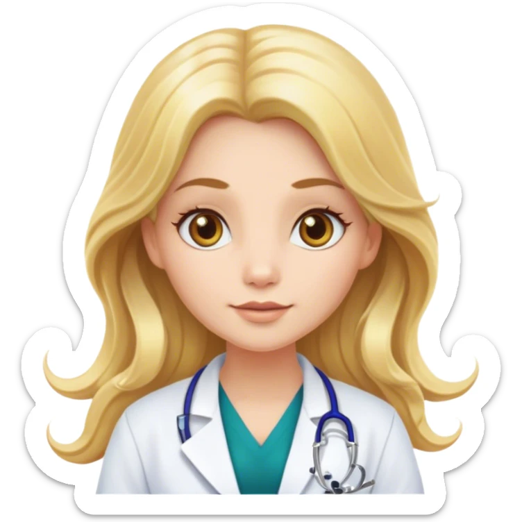 mermaid long haired female doctor with blonde Hair and hazel eyes sticker