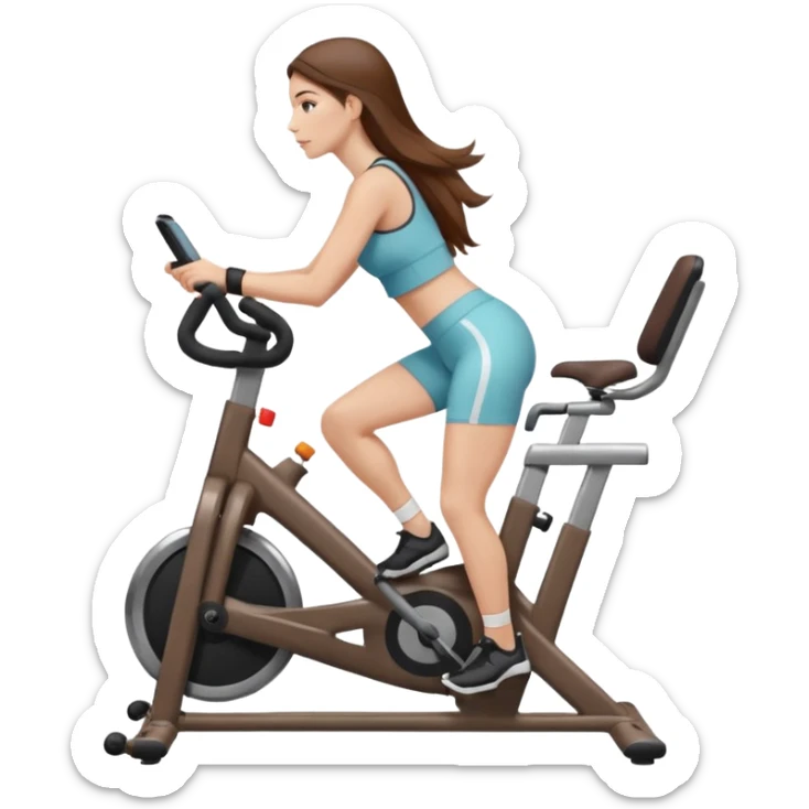 woman with long hair on a stationary bike sticker