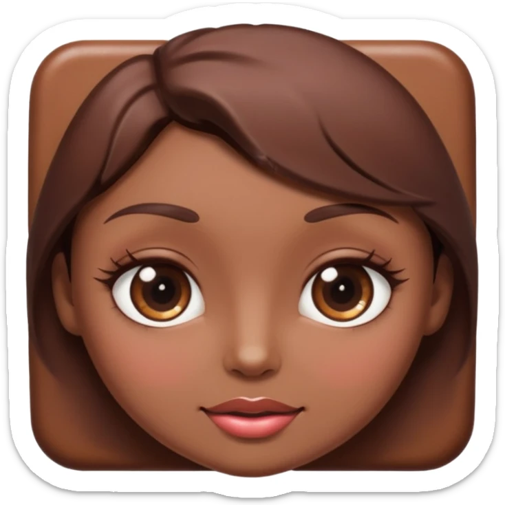 brownie with a feminine vibe, Feminine facial features with expressive eyes and lashes, soft lips, confident attitude.  420-friendly aesthetic sticker