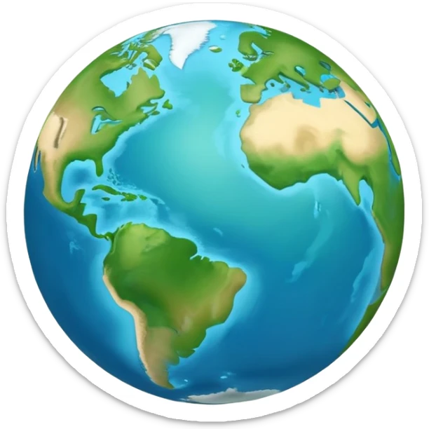 Earth globe with green continents clearly shaped to form the number 812 against blue oceans, iOS emoji style sticker