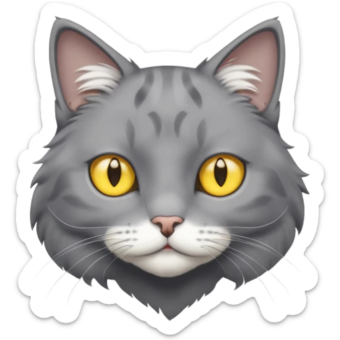 A gray cat with yellow eyes named max he is very cute and has a white spot on his neck he is a boy sticker