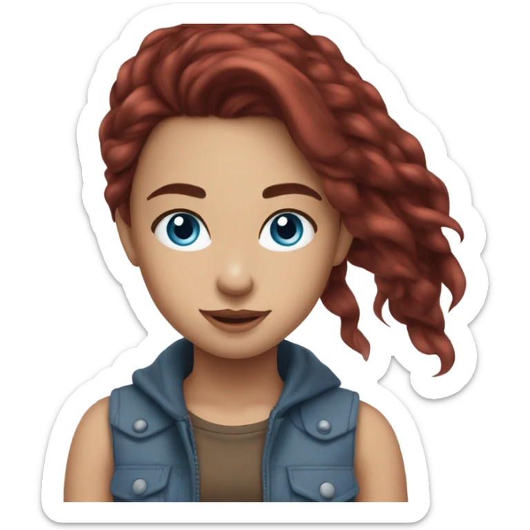 Beautiful girl, dark red hair，long hair, blue eyes sticker