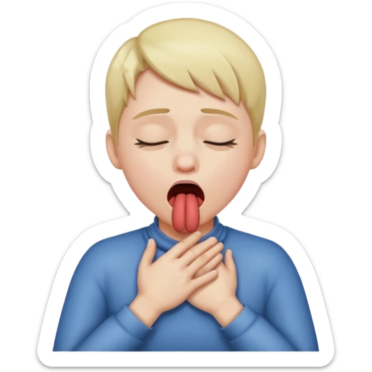 criss cross hands around throat choking self emoji tongue out with eyes shut sticker