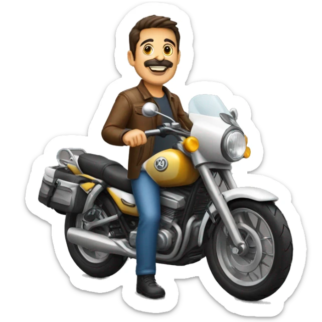 motociclista homem 40 anos fazendo joia  sticker