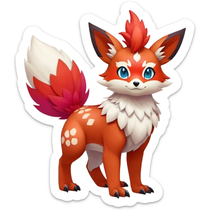 Falvie-Fionbri-fantasy-creature-Fakémon-Pokémon, full body, with markings sticker