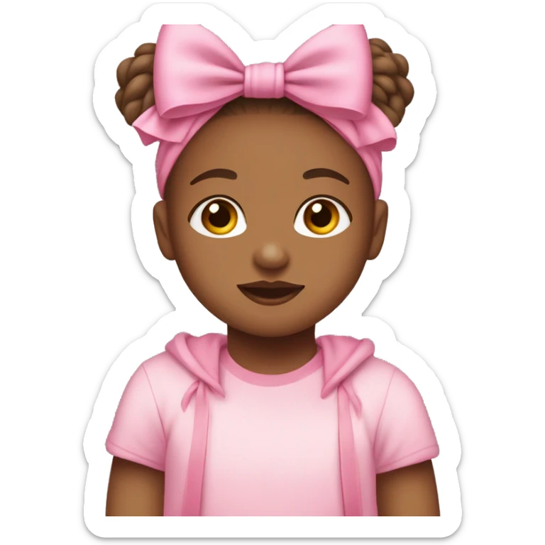 Medium skin tone, Babygirl , with a pink bow and a pink onesie ￼ sticker