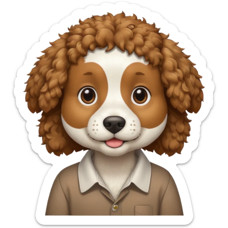 curly dog with shirt sticker