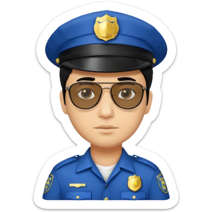 man police with hair style and hats and sun glasses sticker