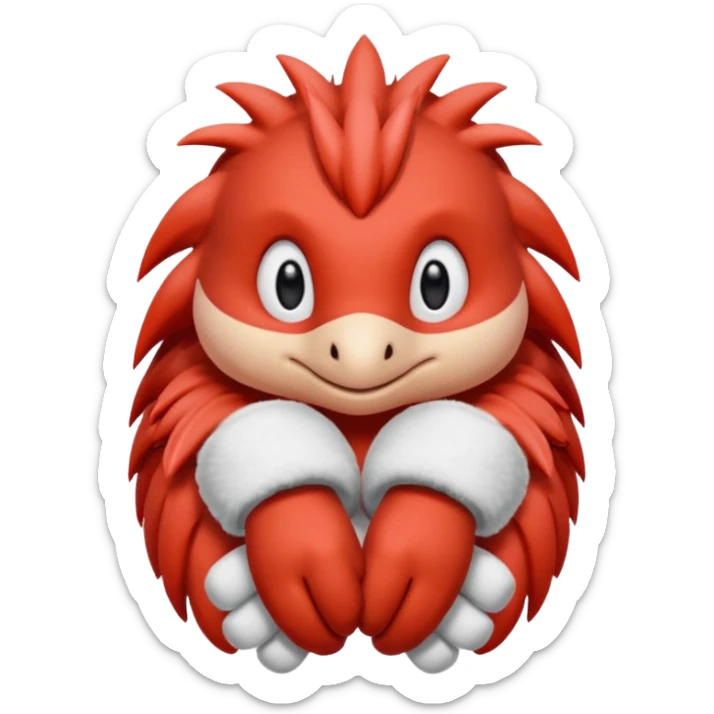 knuckles a red animal with peach arms and white mittens that have no fingers , he’s a echidna with red eyes sticker