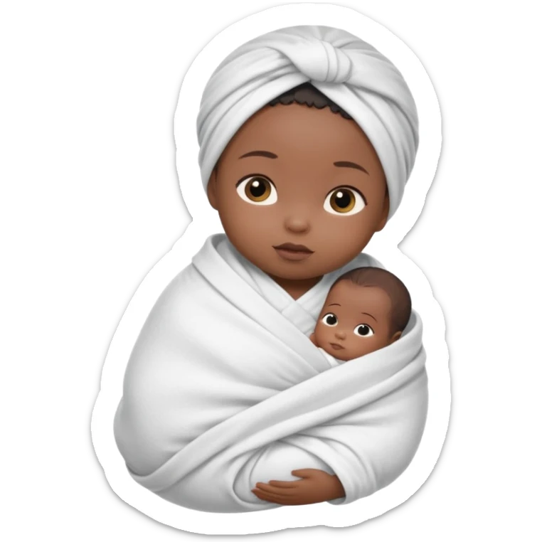 newborn black baby girl in a swaddle sticker