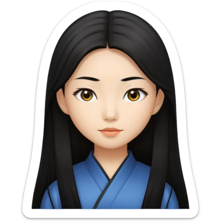 asin girl with black long slick backed hair sticker