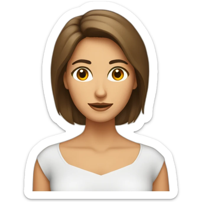 mujer pelo castaño hasta los hombros con anteojos cuadrados y ojos castaños sticker