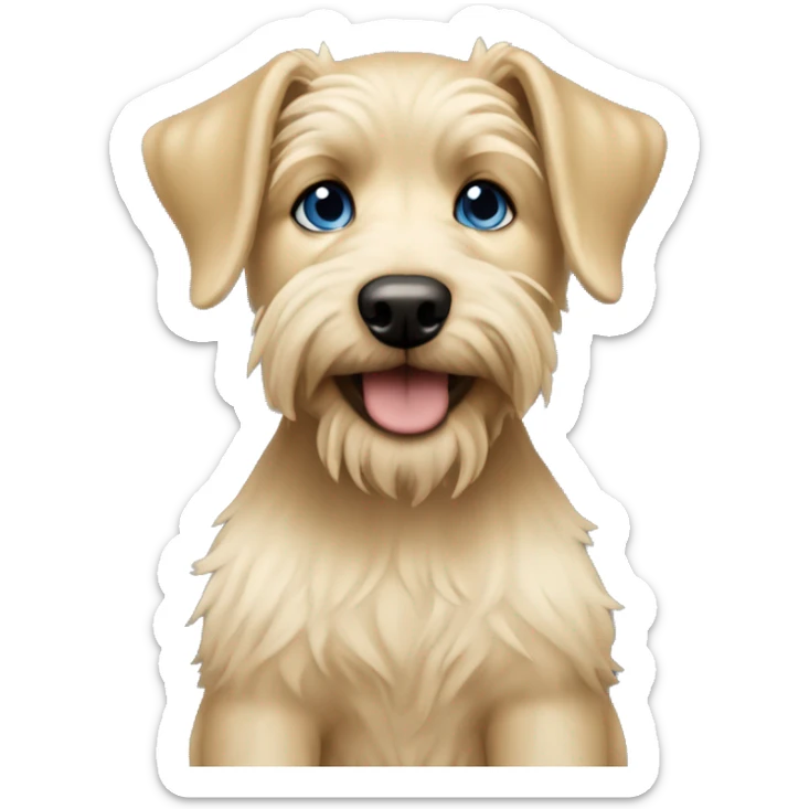 German jag terrier is a dog, the girl is holding it in her arms. The girl has blue eyes and light blonde hair sticker