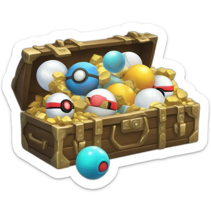 Pokemon Game LootCase White Color Rich Treasure Legendary Epic Pokeballs and Pokemons Inside sticker