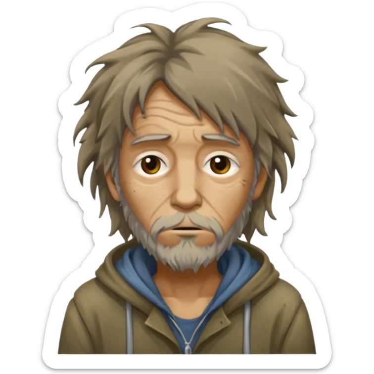 very dirty looking homeless person very very dirty and smelly looking face only sticker