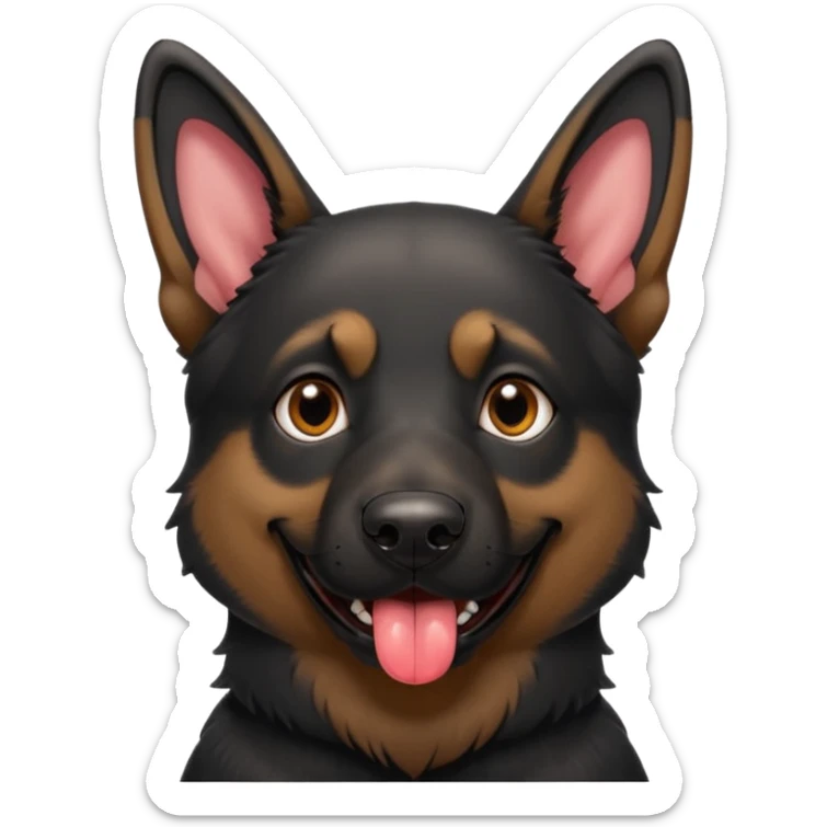 cartoon style dark German Shepherd dog withlonger tongue hanging out  sticker