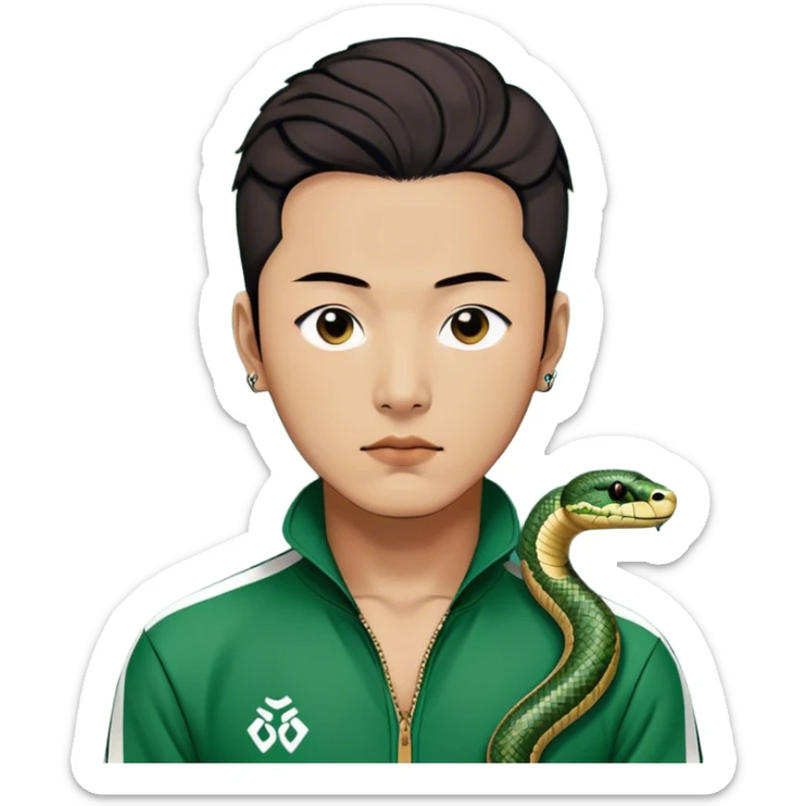 Jang Deok-su , Age: Late 30s
Appearance: A large, have a tattoo of a snake on his neck.
Outfit: Green player tracksuit sticker