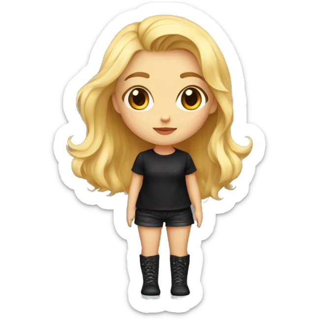 Artist girl with paints blonde beautiful other eye kiss full body and legs. Black shirt sticker