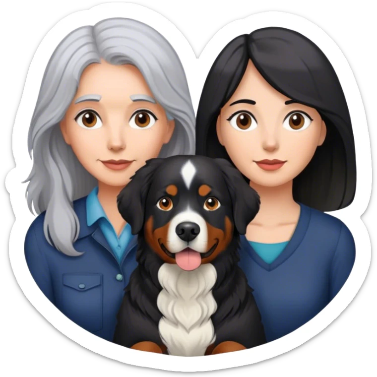 One Gray hair Woman with Bernese mountain dog and black lab sticker