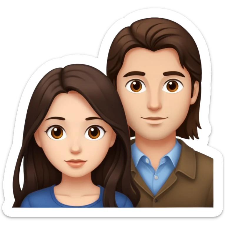 beautiful girl with long dark brown hair and her boyfriend a man with brown hair sticker