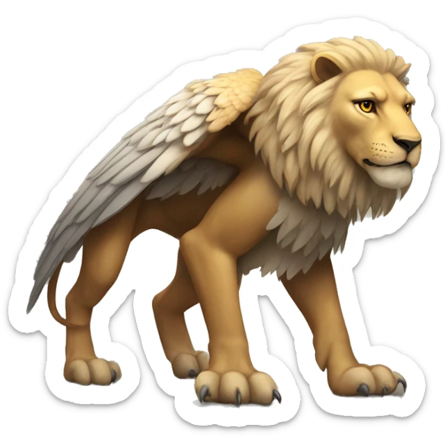 a legendary creature with the body, tail, and back legs of a lion, the head and wings of an eagle, and bird claws on the front legs sticker