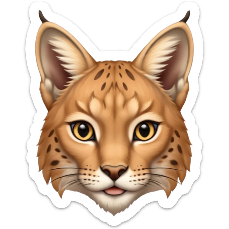 A high-resolution photo-realistic digital illustration of a baby lynx, chest upward A high-resolution, photo-realistic digital illustration of a majestic young Eurasian lynx, shown from the shoulder upwards with lynx markings, zoomed out sticker